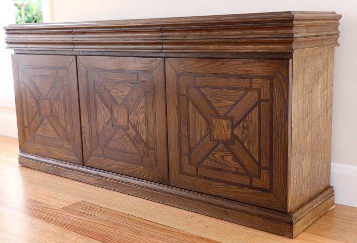 French style Parquetry 3 Door Cabinet Sideboard