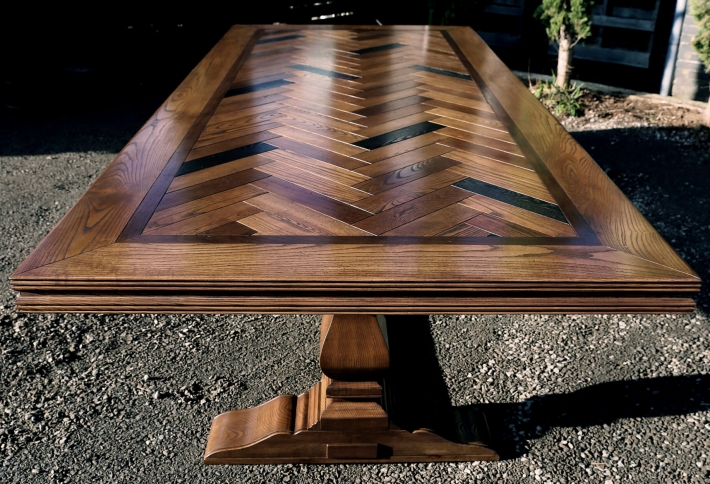 Parquetry Dining Table – Herringbone Pattern